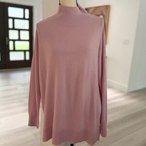 LOFT Light Pink Mock Neck Tunic Sweater Size Medium